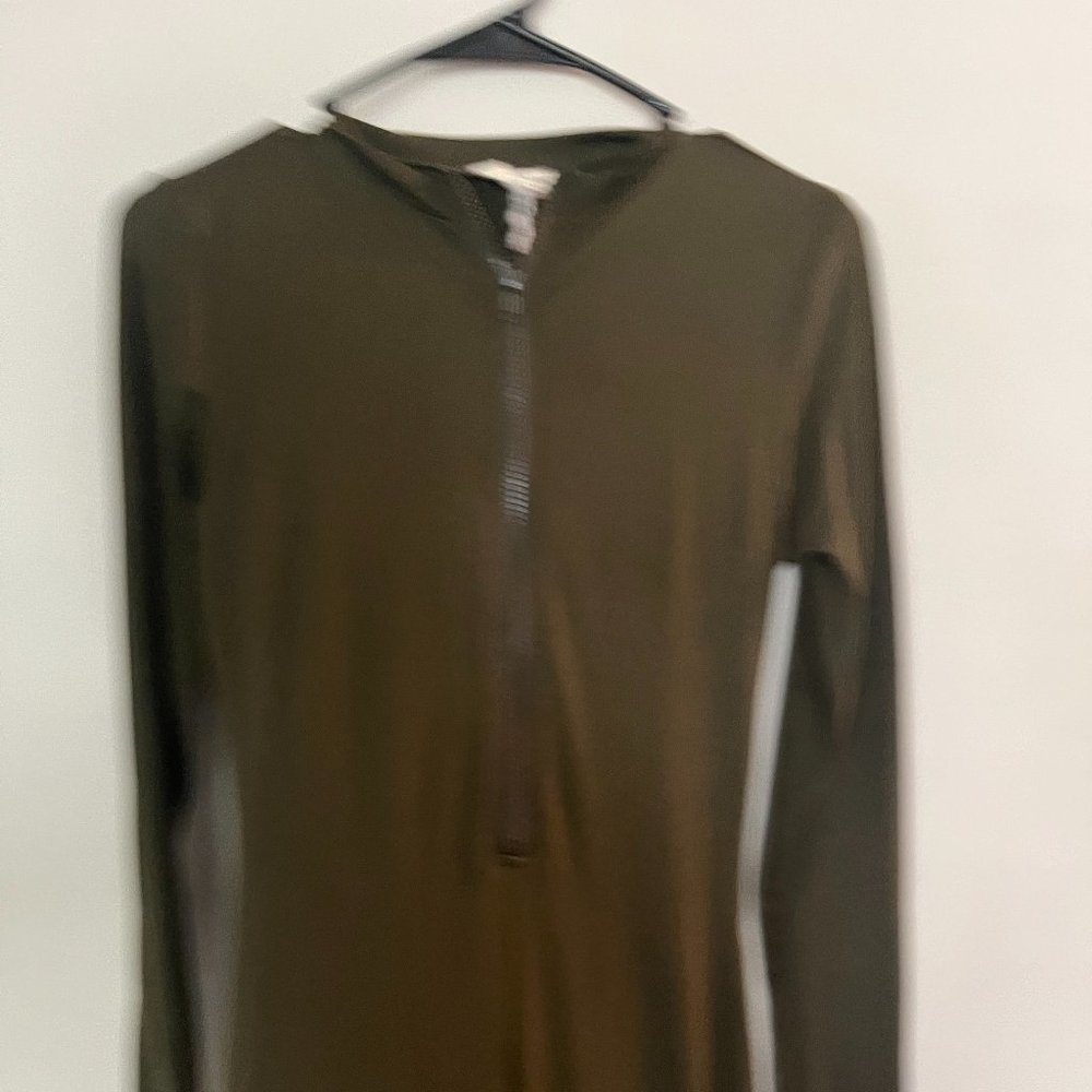 SJI APPAREL Women's Size Medium Olive Long Sleeves Fitted Bodycon Dress